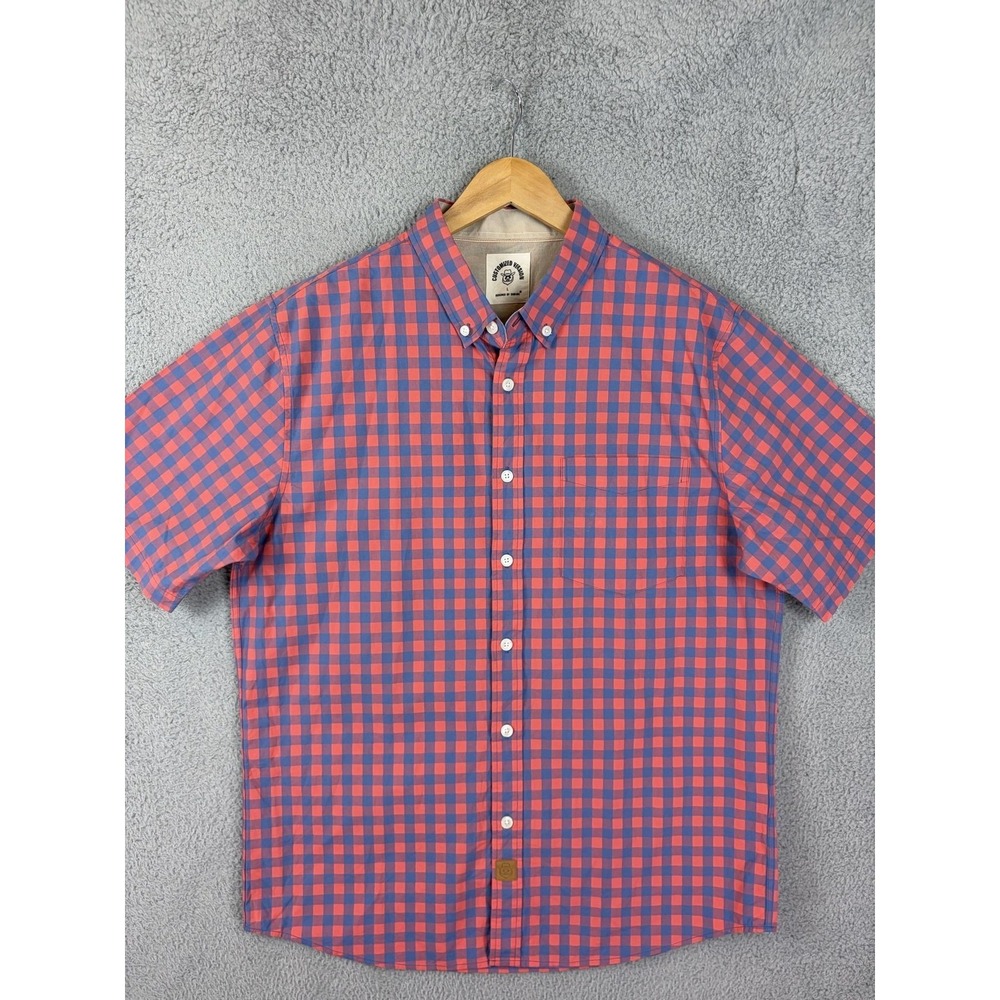 Dubinik Customized Version Shirt Mens Large Red Check Short Sleeve Button Casual
